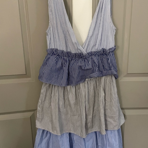 NWT Blue Stripe Tiered Midi Dress - Picture 9 of 12